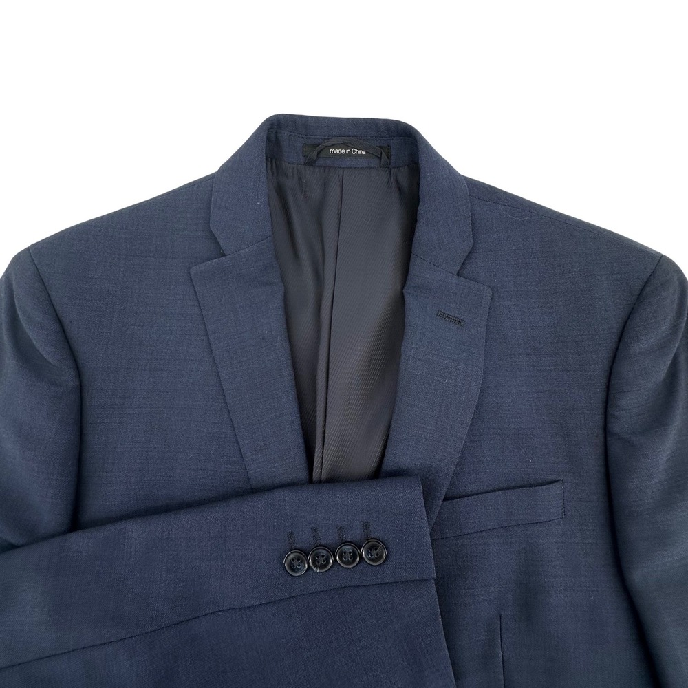 Bar III Blazer Mens 36R Navy Blue Slim Fit Wool Suit Jacket Preppy Classic